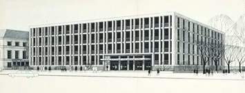 Représentation en perspective de la façade principale de l'hôtel du département