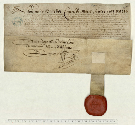 Antoine de Bourbon, abbé, nomme à l'office de grainetier