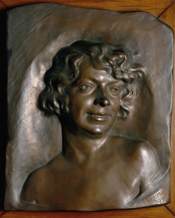 Sculpture en bronze, moulage sur cadre bois