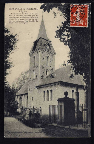 Barneville-la-Bertran : le bourg (n°1) ; l'église (n°2) ; le Château du Breuil
