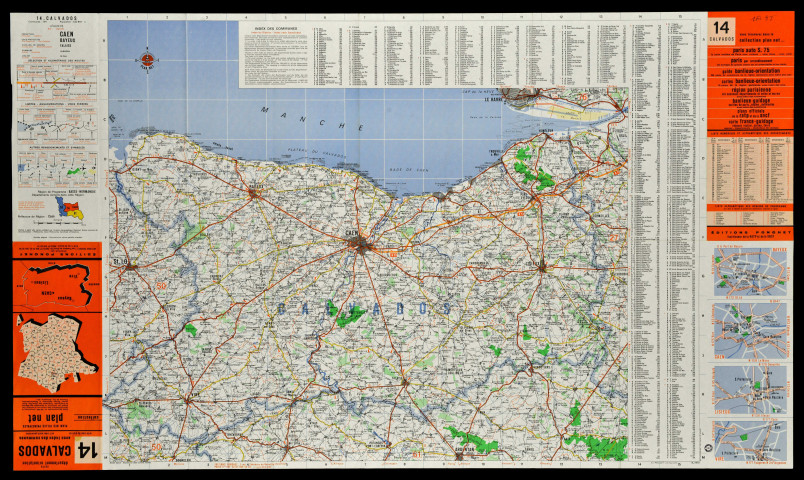 Carte du département du Calvados. Editions Ponchet