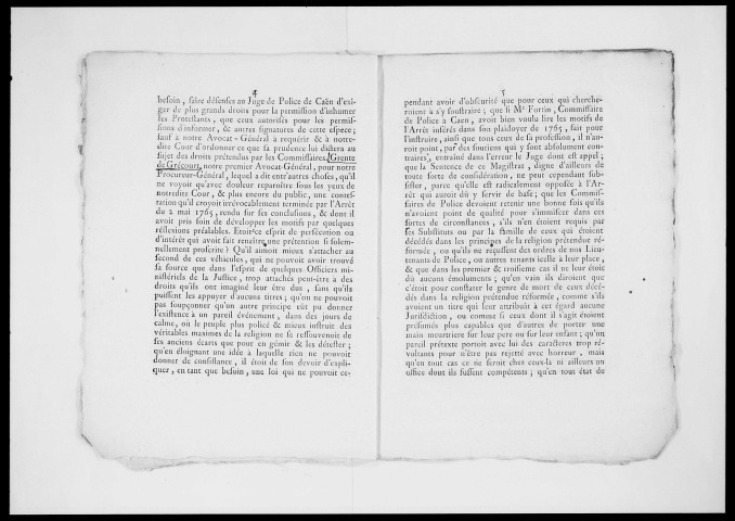 "Arrêt notable du Parlement de Rouen" concernant l'inhumation des protestants