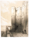 Mont-St-Michel : porte d'entrée de l'abbaye, escalier des contre-forts. Par G. Bouet
