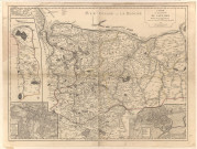 Carte du département du Calvados divisée en ses six districts et ses 71 cantons.