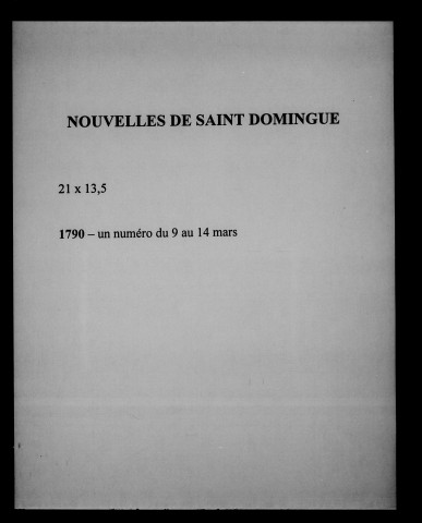 Nouvelles de Saint-Domingue