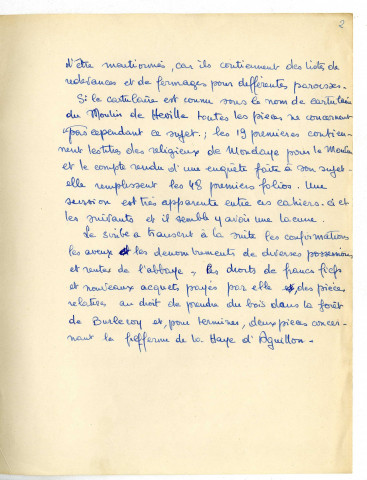 Cartulaire du Moulin de Héville.