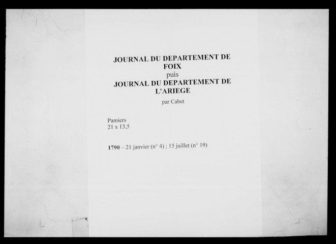 Journal du département de Foix