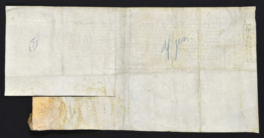 Lettre d'Henri II au bailli de Caen, avec présence d'un sceau