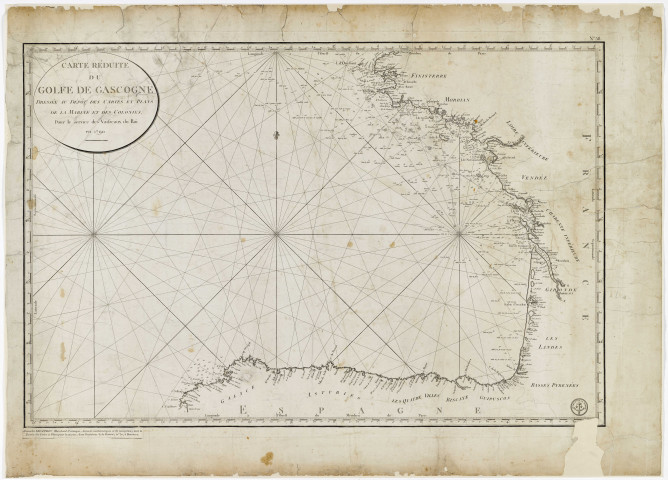 "Carte réduite du golfe de Gascogne dressée au dépôt des cartes et plans de la Marine et des Colonies [...]"