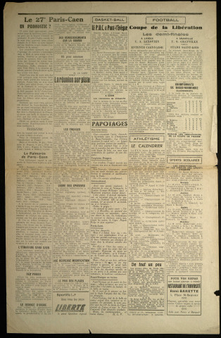 Liberté Sports, édition spéciale du 13 avril 1945