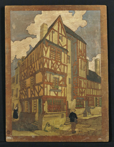 Bayeux, angle rue des Cuisiniers et rue Saint-Martin, maison à pan de bois.