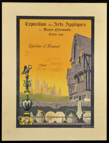 Exposition des arts appliqués de Basse Normandie, Caen 1922. Par Paul Leroy, peintre (1860-1942). Caen, A. Mouville., Ozanne et cie (n°2049)