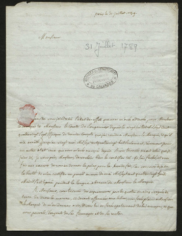 Correspondance saisie, clandestine ou suspecte (1790-an VII) ; demandes en paiement (1791-an VII) ; délits militaires (1793-an VIII) dénonciations (1793-an VII) ; déplacement de la force publique (1793-an VII)