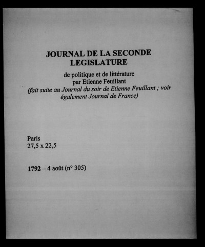 Journal de la seconde législature de politique et de littérature