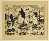 Bateaux à l'entrée du port de Honfleur, par Henri de Saint-Delis