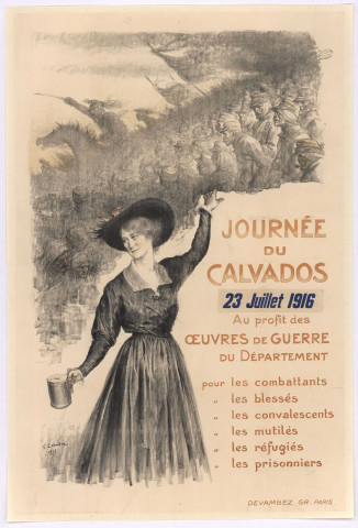 Affiche annonçant la journée du Calvados au profit des oeuvres de guerre (1916).