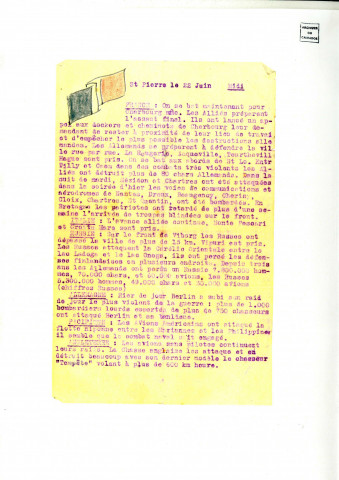 Journal à ses débuts clandestin, distribué à partir de Saint-Pierre-sur-Dives et relatant la situation des hostilités