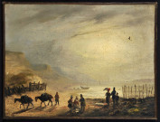 Arrivée du poisson à Port-en-Bessin, par Louis-Claude Malbranche (ou Mallebranche)