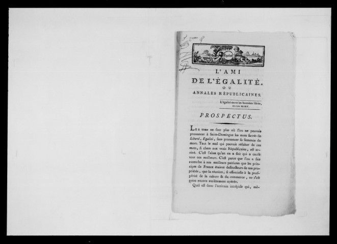 Ami de l'égalité ou Annales républicaines (L')
