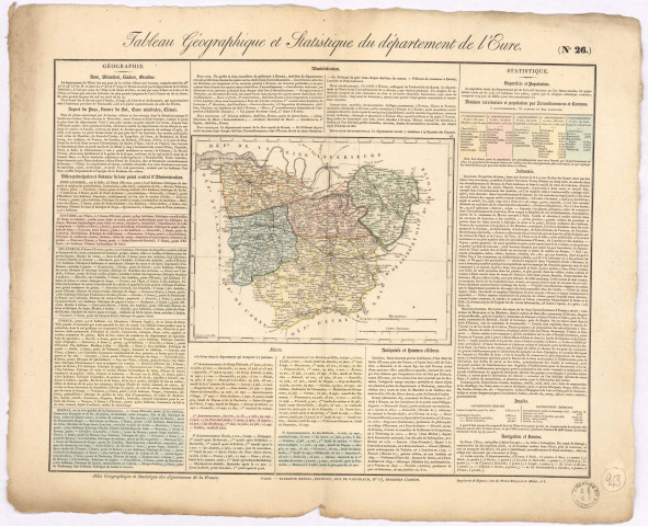 Tableau géographique et statistique du département de l'Eure (extrait de l'atlas géographique et statistique des départements de la France
