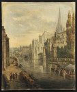 Caen : l'Odon près de l'église saint-Pierre, vers 1860