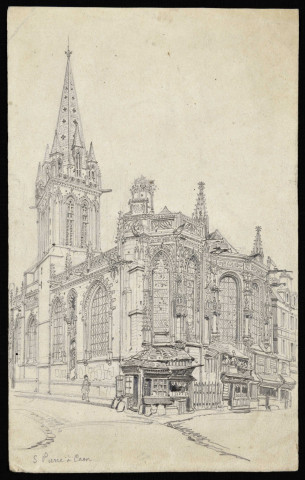 Caen : église Saint-Pierre, église de Vaucelles, rue Caponière (rue des Capucins à l'époque), hôtel de Loraille (rue de Geôle), par Félix Benoist