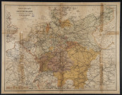 Neueste Reise-Karte von Deutschland und den angrenzenden Ländern mit Angabe aller Eisenbahnen (carte de l'Allemagne avec chemins de fer), par R. Pape