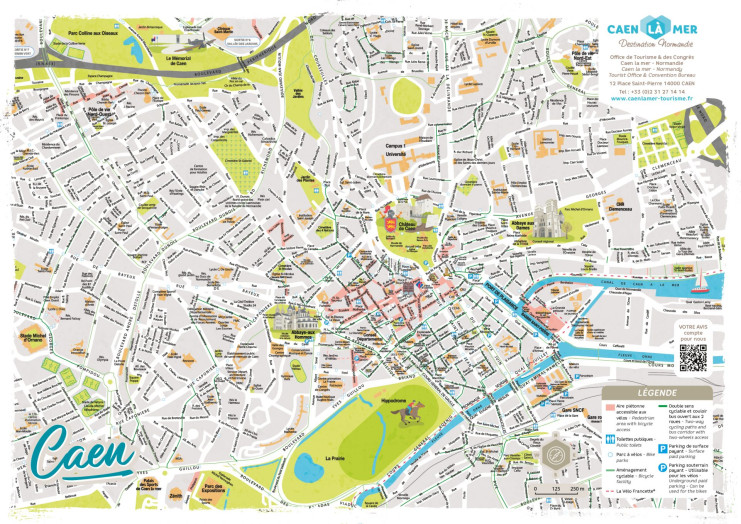 Plan actuel édité par l'Office de tourisme de Caen la mer