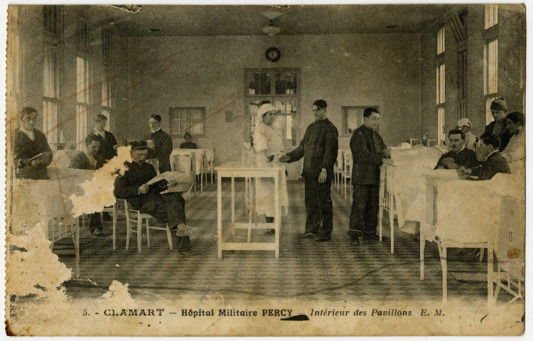 Correspondance de Pierre Geffriaud et photographie de l'hôpital militaire de Clamart.