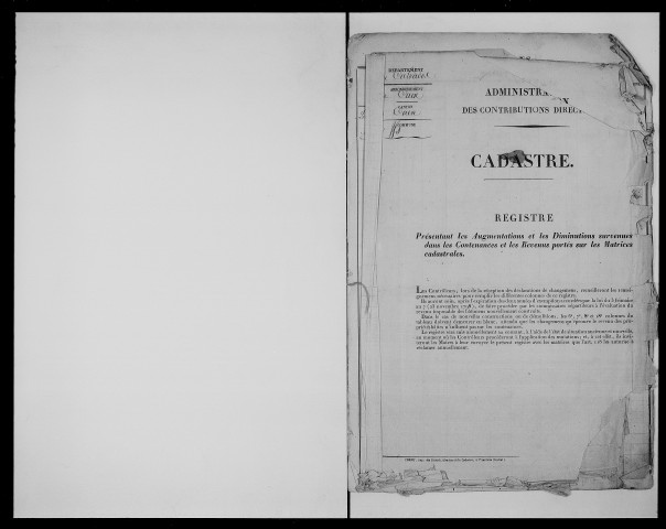 matrice cadastrale des propriétés foncières (bâties et non bâties), 1823-1913, 1er vol. (folios 1-428)