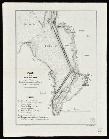 Plan de la baie des Veys, comprenant la concession faite à la Compagnie de dessèchements par décret du 21 juillet 1856
