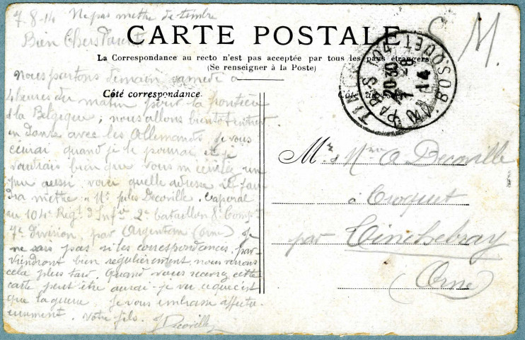 Correspondance militaire de Jules Decoville