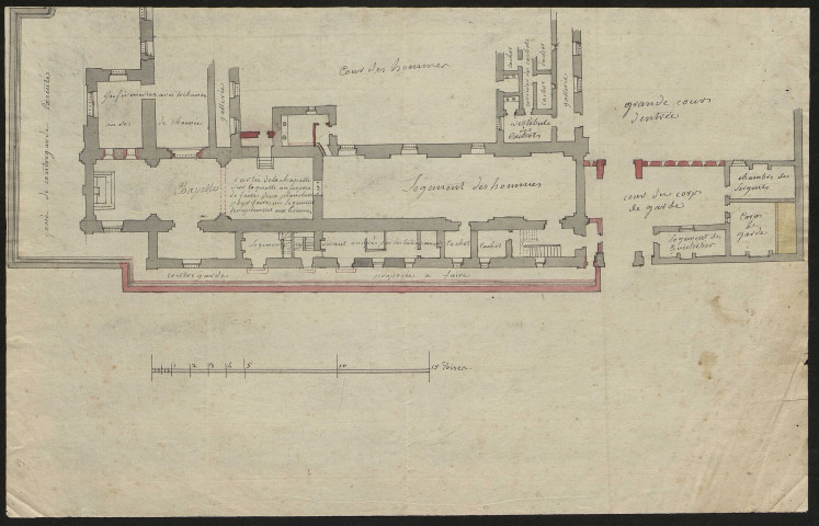 Maison de force, dépôt de mendicité: plan d'une partie du rez-de-chaussée