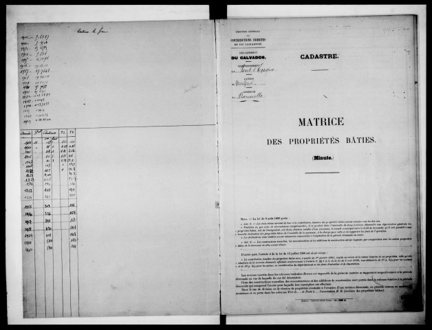 matrice cadastrale des propriétés bâties