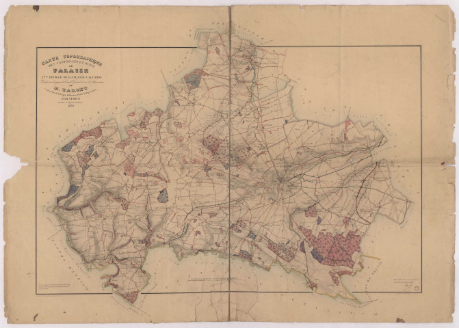 Carte topographique des cantons Est et Ouest de Falaise par Simon, géomètre en chef du cadastre