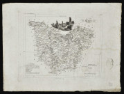 Carte du département de l'Eure, extraite de l'Atlas départemental avec représentation du château de Sorel