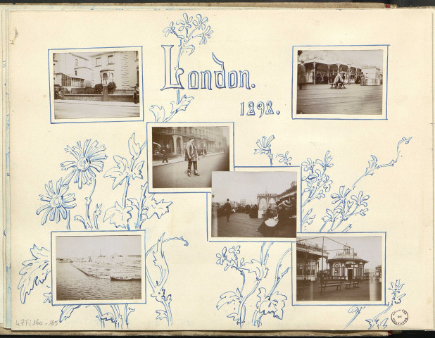 Londres, Angleterre : monuments, vendeur de journaux, rues, The Regent's Park Riding School (école d'équitation) (photos n°160 à 173 ; n°355 à 357)