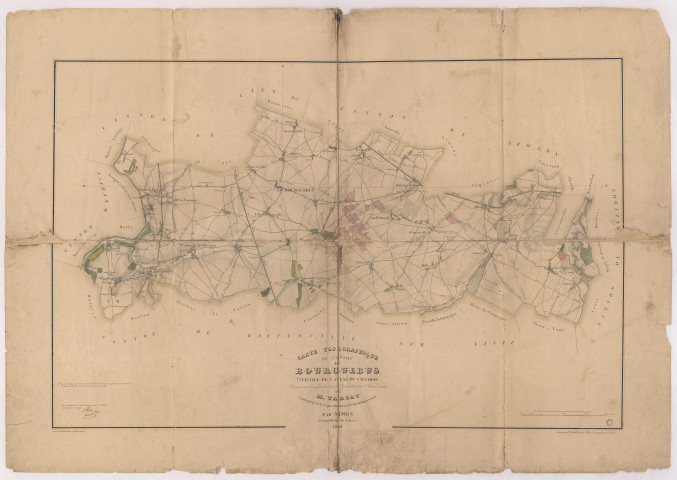 Carte topographique du canton de Bourguébus par Simon, géomètre en chef du cadastre