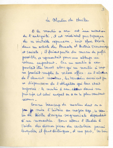 Cartulaire du Moulin de Héville.