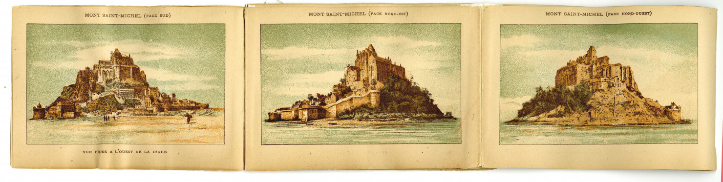 Les Epouvantes du Mont St Michel. Vues et Epouvantes au Mont St Michel. Drames des grèves et de l'abbaye. 12 dessins.