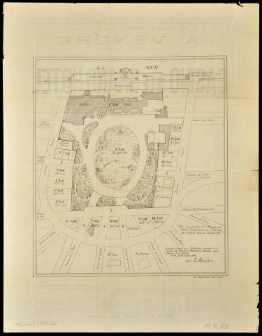 Etudes de Me Le Bouteiller, notaire à Caen, place Saint-Sauveur, 19 bis, et de Mes Bottet et Renard, agréés à Caen. Liquidation de la société du casino de Cabourg. A vendre par adjudication publique... Le casino et le Grand Hôtel de Cabourg. Deux jolies villas et 11 lots de terrain propre à bâtir. Le tout situé à Cabourg-les-Bains. Par E. Mauclerc, architecte.