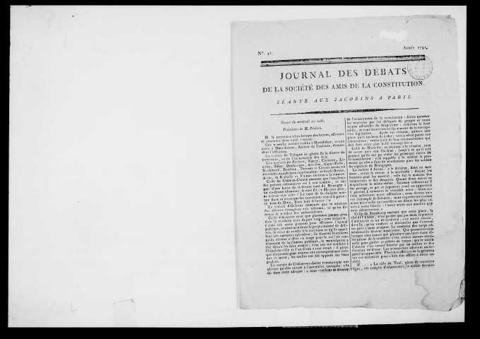 Journal des débats de la Société des amis de la Constitution, séante aux Jacobins à Paris