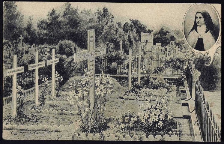 Cimetière des carmélites (tombe et statue de Sainte-Thérèse) (n°1160 à 1198, 1662)