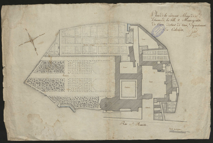 Séquestre, divers, tombeau de Guillaume le Conquérant, plan de Gillet