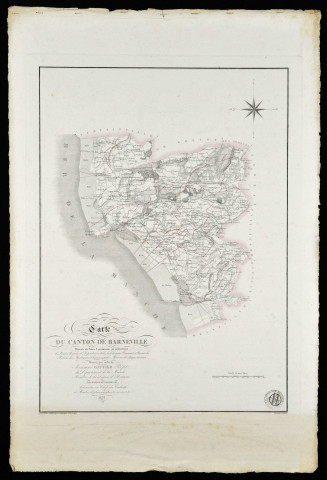 Carte du canton de Barneville (Manche). Bitouzé Dauxmesnil