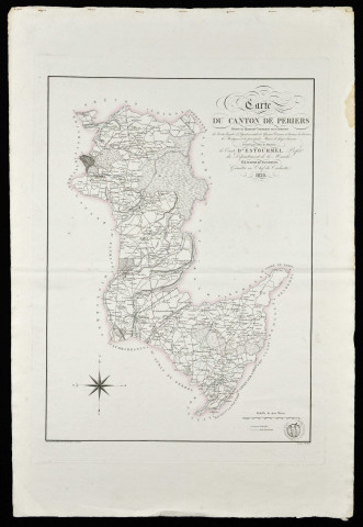 Carte du canton de Périers (Manche). Bitouzé Dauxmesnil