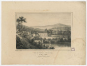 Vue du château d'Harcourt du côté de la colline. Arrondissement de Falaise (Calvados). Par Charles de Vauquelin et Villain.
