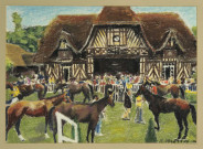 Deauville, hippodrome, chevaux au pesage, par Maurice Delattre