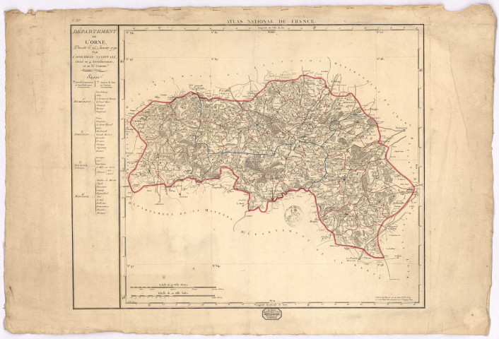 Carte du département de l'Orne décrété le 25 janvier 1790