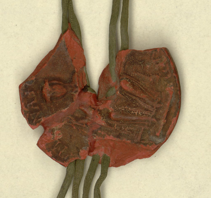 Le sceau est de couleur rouge, symbole du pouvoir royal.